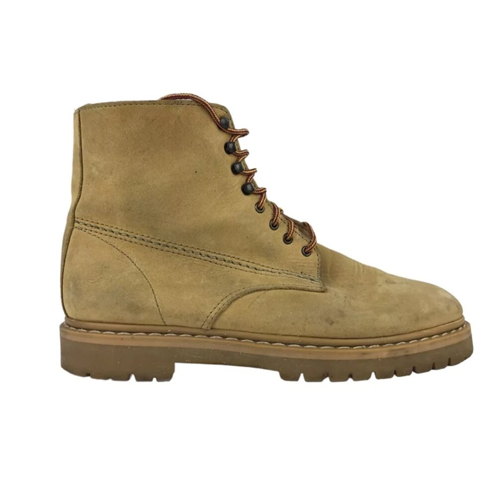 AEO Womens Light Brown Leather Lace Up Round Toe Combat Boots Size EUR 37 US 6.5
